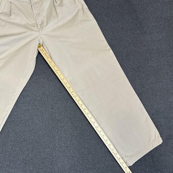 L.L. Bean Double L Comfort Waist Pants Mens 30x28 Beige Khaki Flannel Lined - Picture 11 of 12